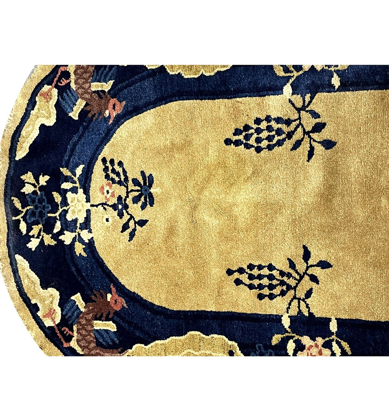 3 x 6 Antique Oriental Art Deco Oval Rug