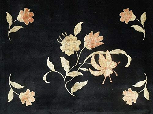 9 x 12 Wool & Silk Botanical Butterfly Design Rug