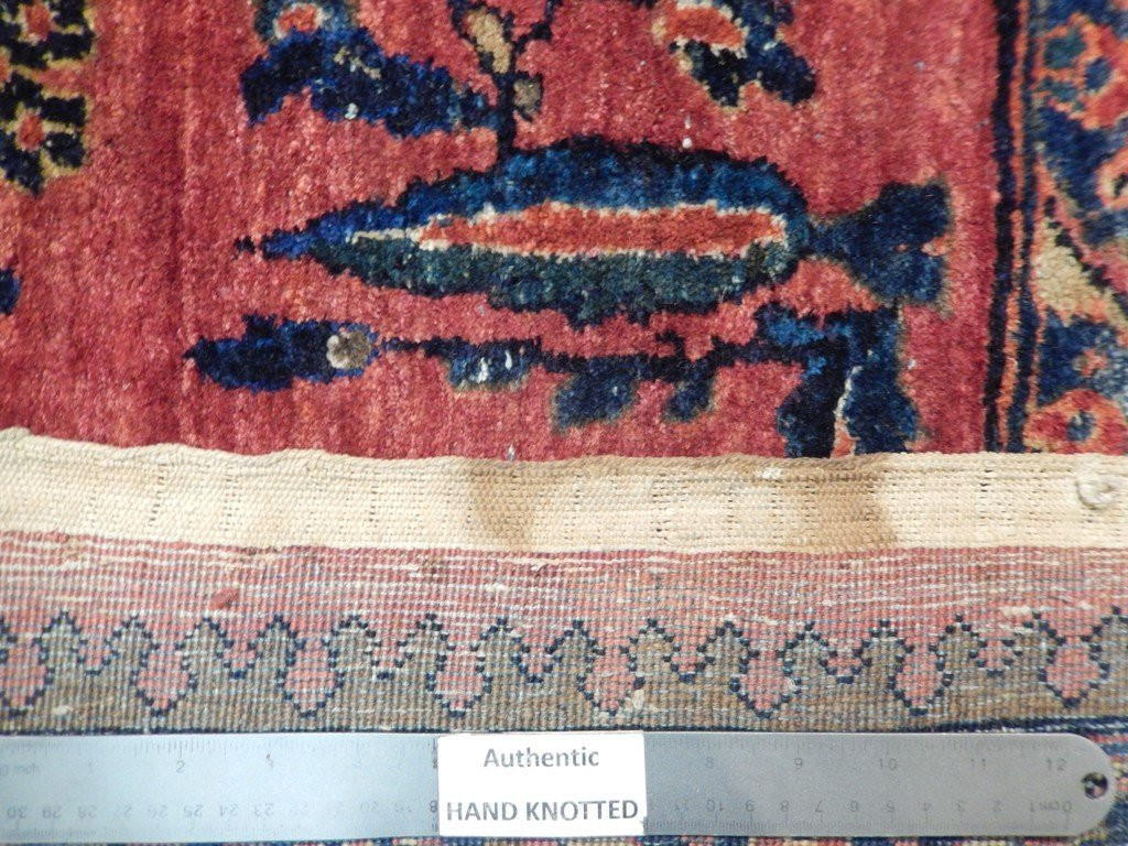 Persian Wool Hand-Knotted 10x19 Rust Red Semi-Antique Sarough Rug