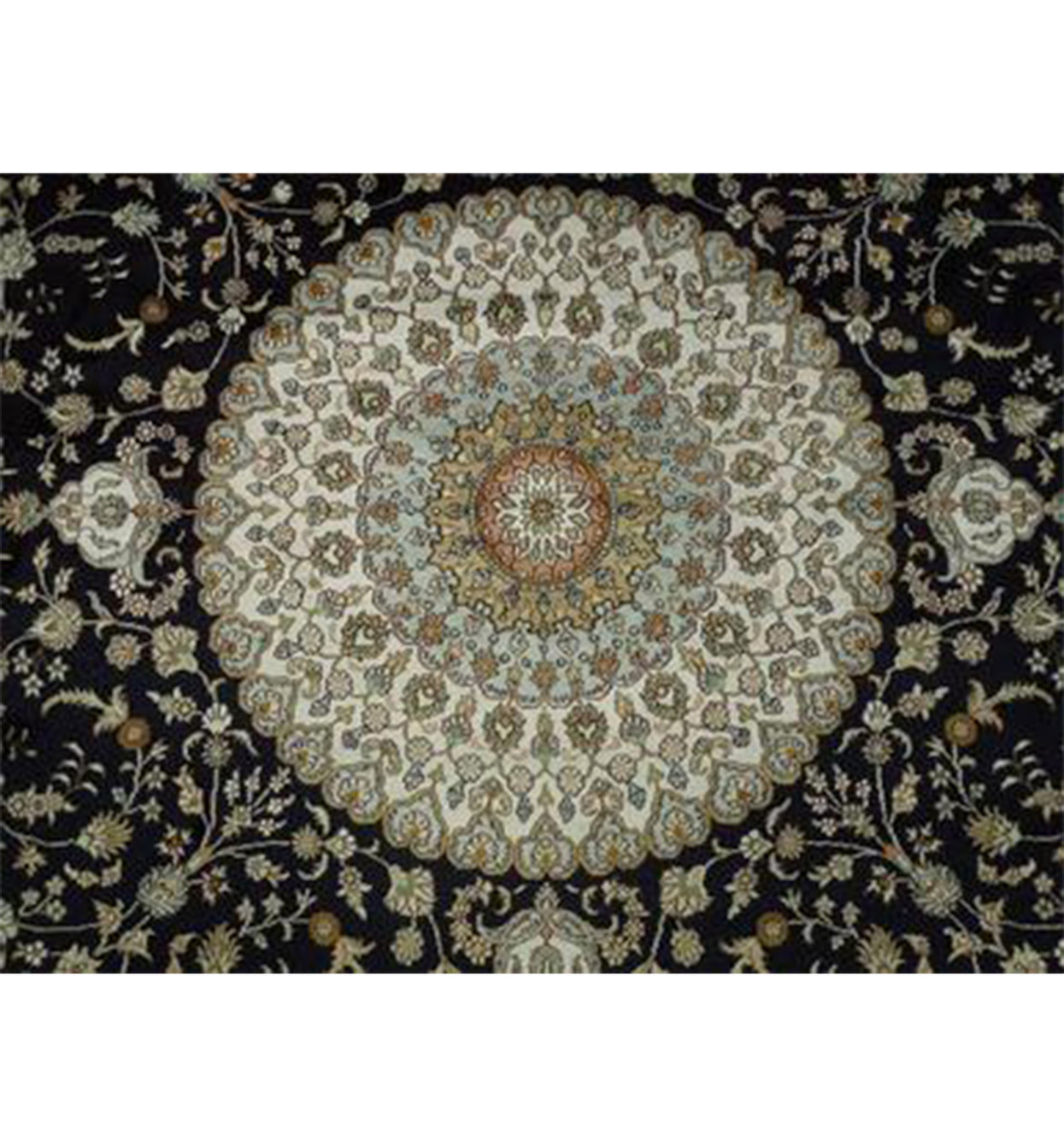 10 x 10 All Silk Oriental Tabriz Round Rug