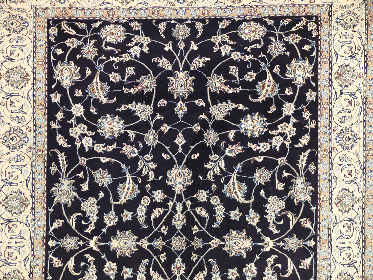8'2" x 11'6" Persian Nain Rug All-Over Design Navy Blue