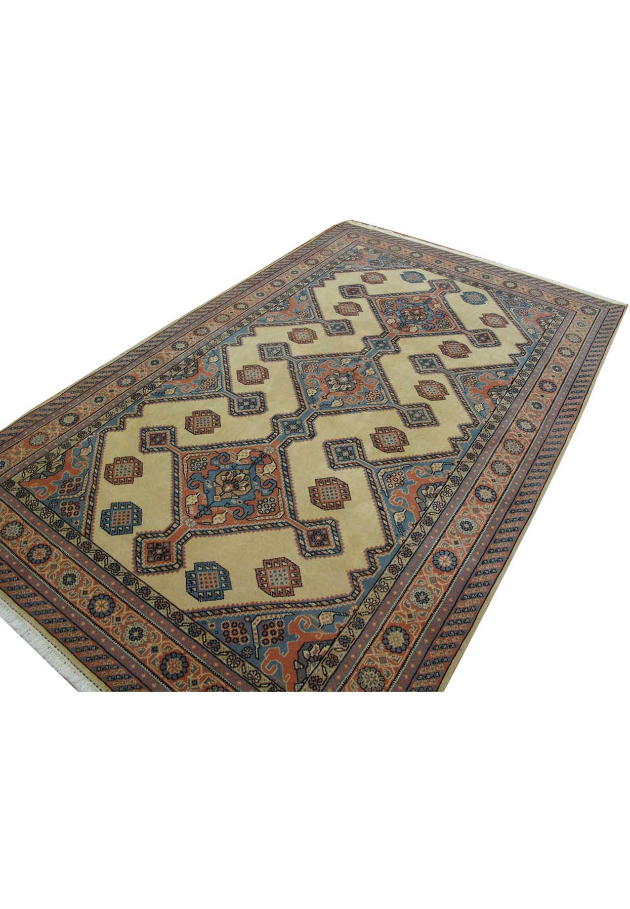 6 x 9 Geometric Oriental Bokhara Soft Wool Rug