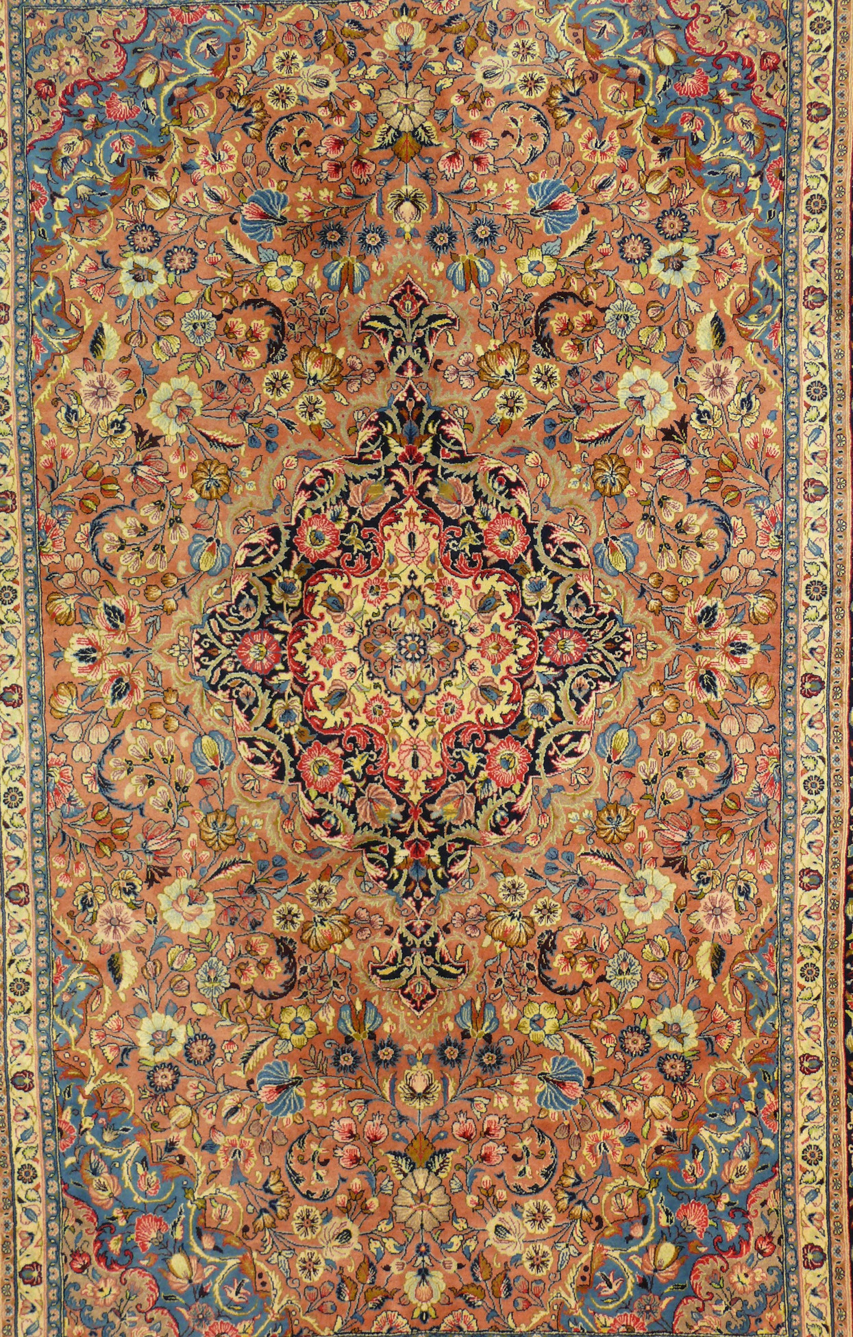 Hand-knotted wool texture of the 6'10 x 10 Persian Bijar rug