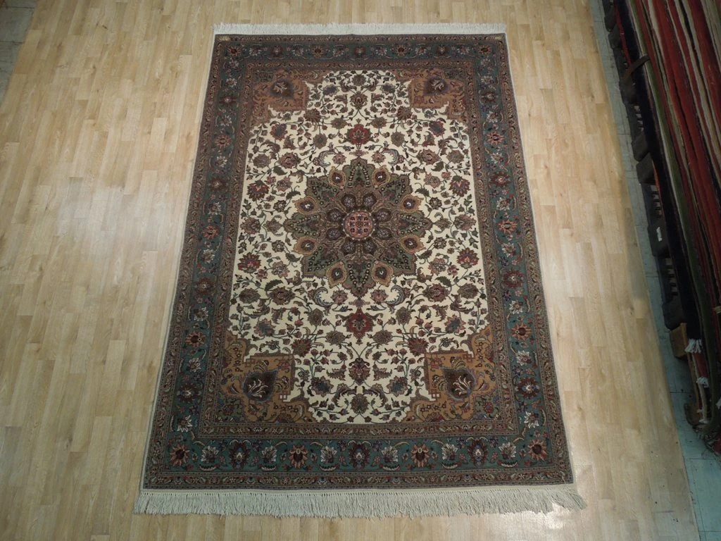 6'5 x 9 Singed Persian Tabriz Wool & Silk Rug