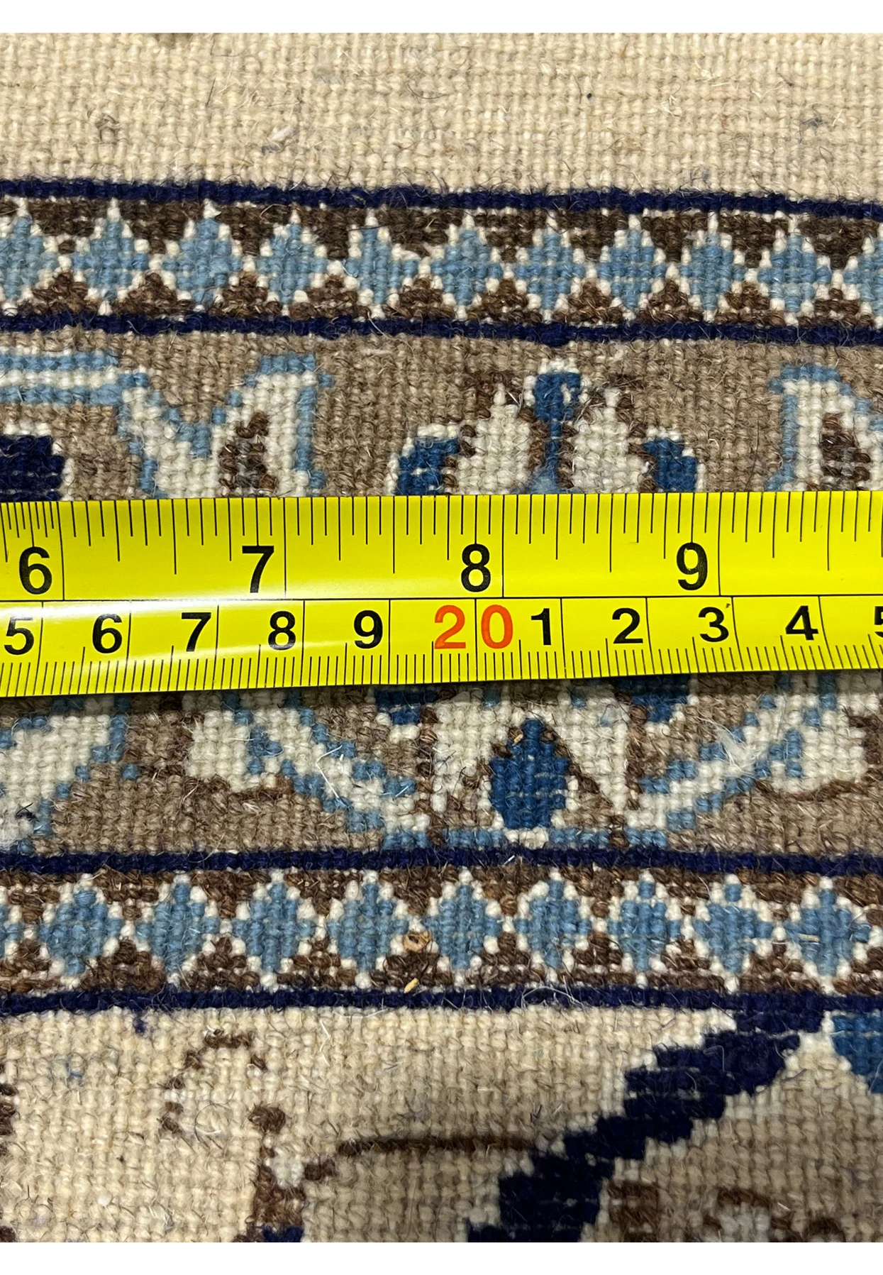 Backside view of Persian Nain rug showing consistent knot alignment and fine weaving quality