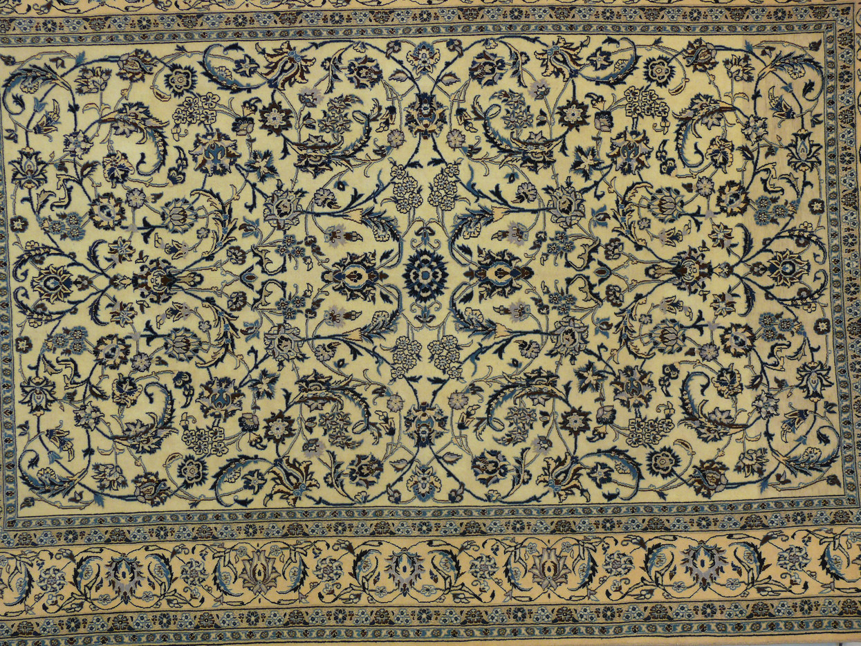 Luxurious 6'4 x 9'8 Persian Nain 9 LAA Wool and Silk Rug in opulent design