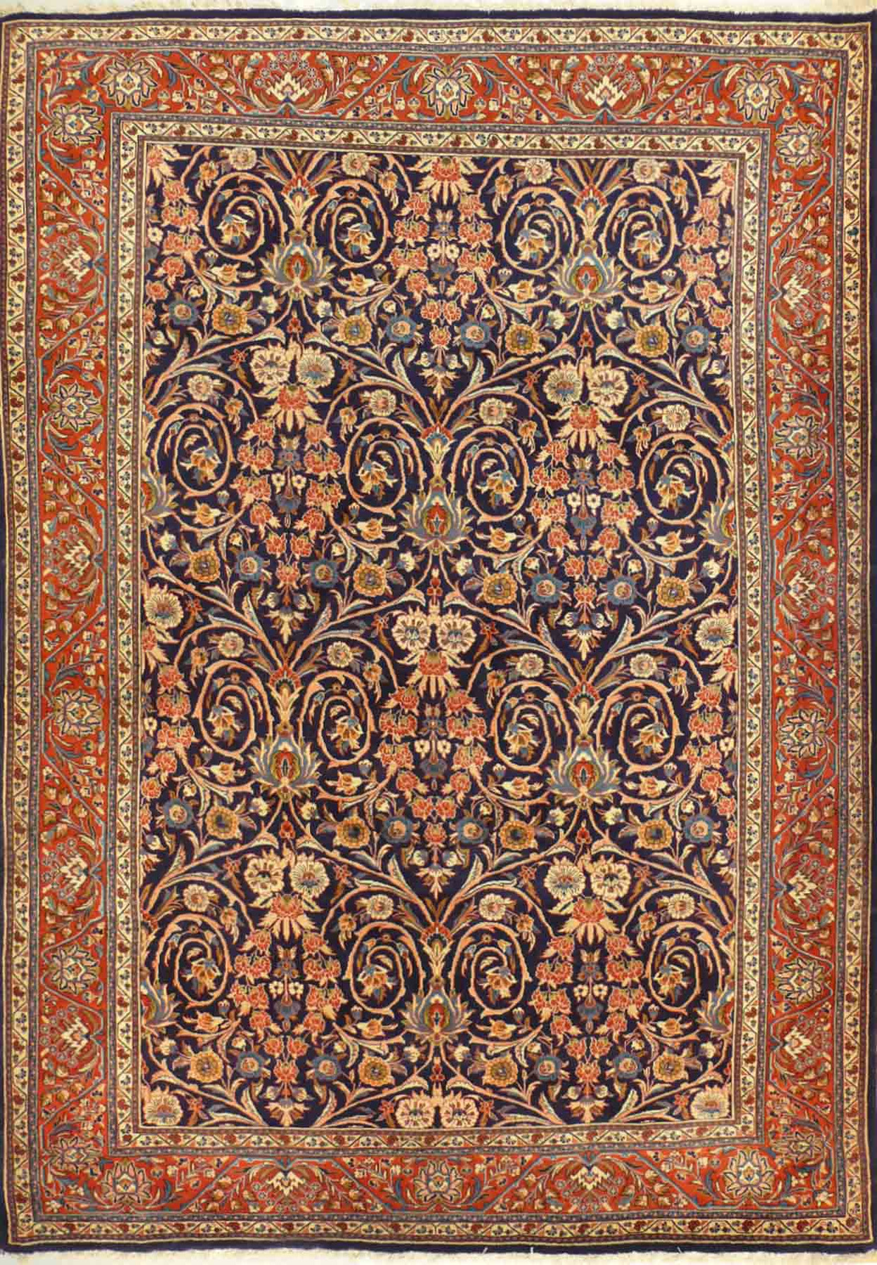 Handcrafted Persian Sarough Rug with Floral and All-Over Design