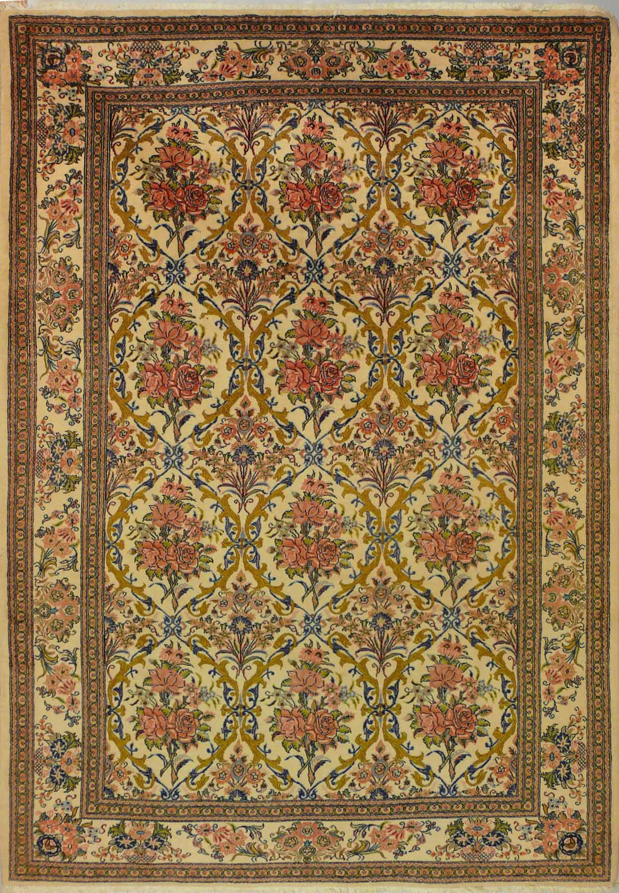 7 x 10 Persian Tabriz Wool & Silk Floral Masterpiece Rug