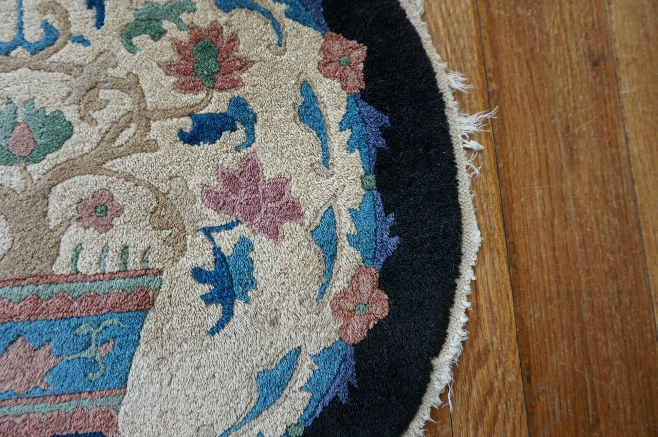 2 x 2 Antique Oriental Art Deco Round Rug