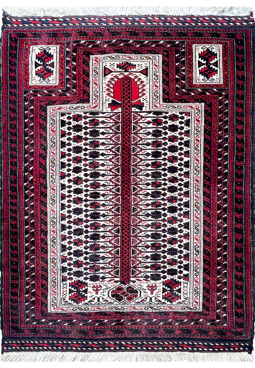 3'2" x 4'1" Persian Baluch Prayer Rug