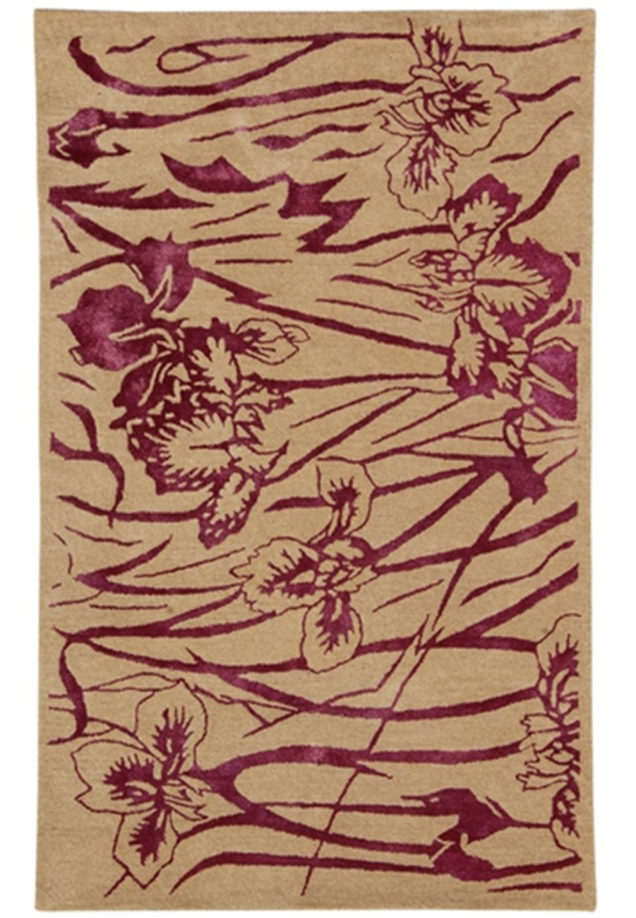 5 x 8 Modern Purple Orchid Flowers Rug
