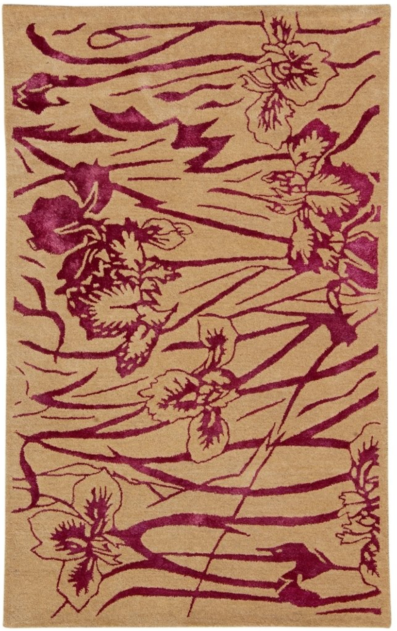 5 x 8 Modern Purple Orchid Flowers Rug