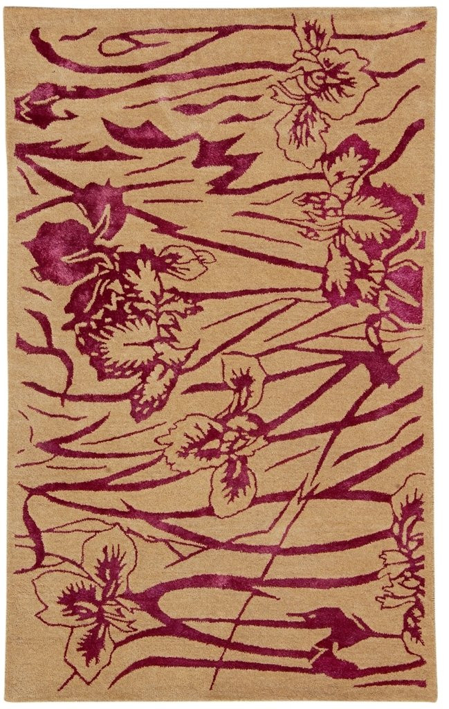 5 x 8 Modern Purple Orchid Flowers Rug