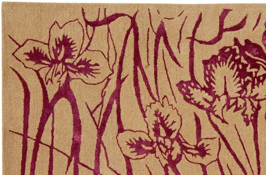 5 x 8 Modern Purple Orchid Flowers Rug