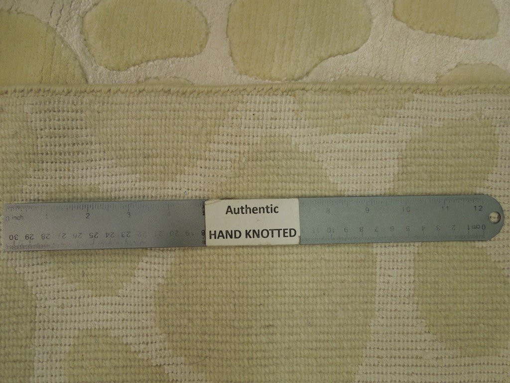 Soft Hand Knotted Modern 14x11 Silk&Wool Area Rug