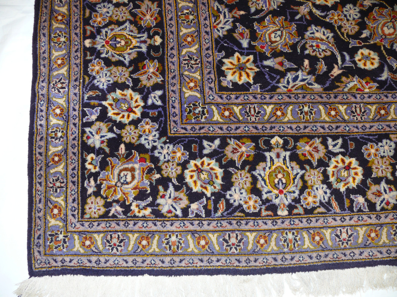 Border Brilliance - Alternate View of Persian Kashan Rug Border: Explore the exquisite intricacies of the rug's border from a different perspective, highlighting the fine details and craftsmanship that enhance its overall beauty