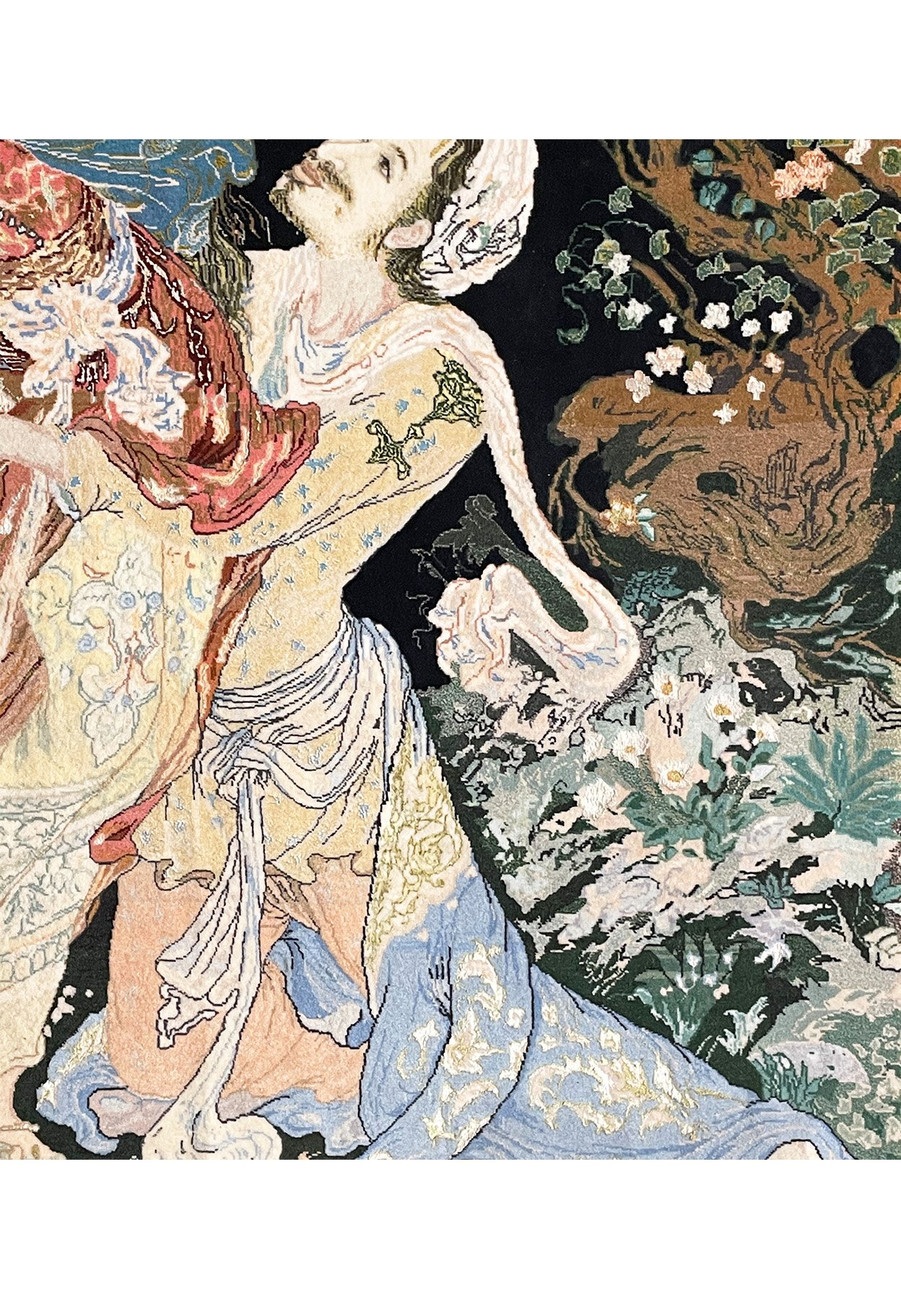 3'7 x 5'7 Pictorial Persian Tabriz Wool & Silk Rug