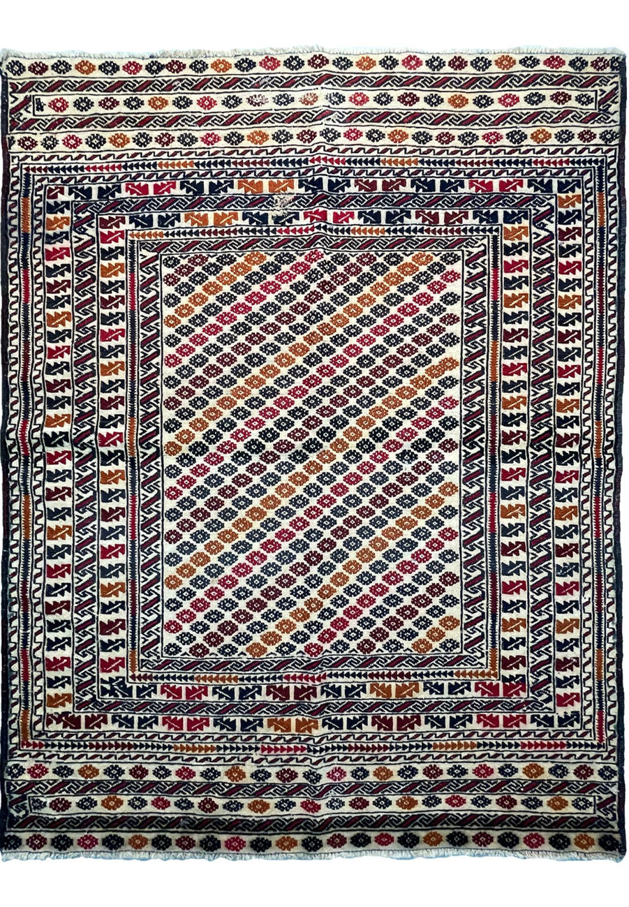 4'2" x 5'4" Antique Persian Baluch Rug