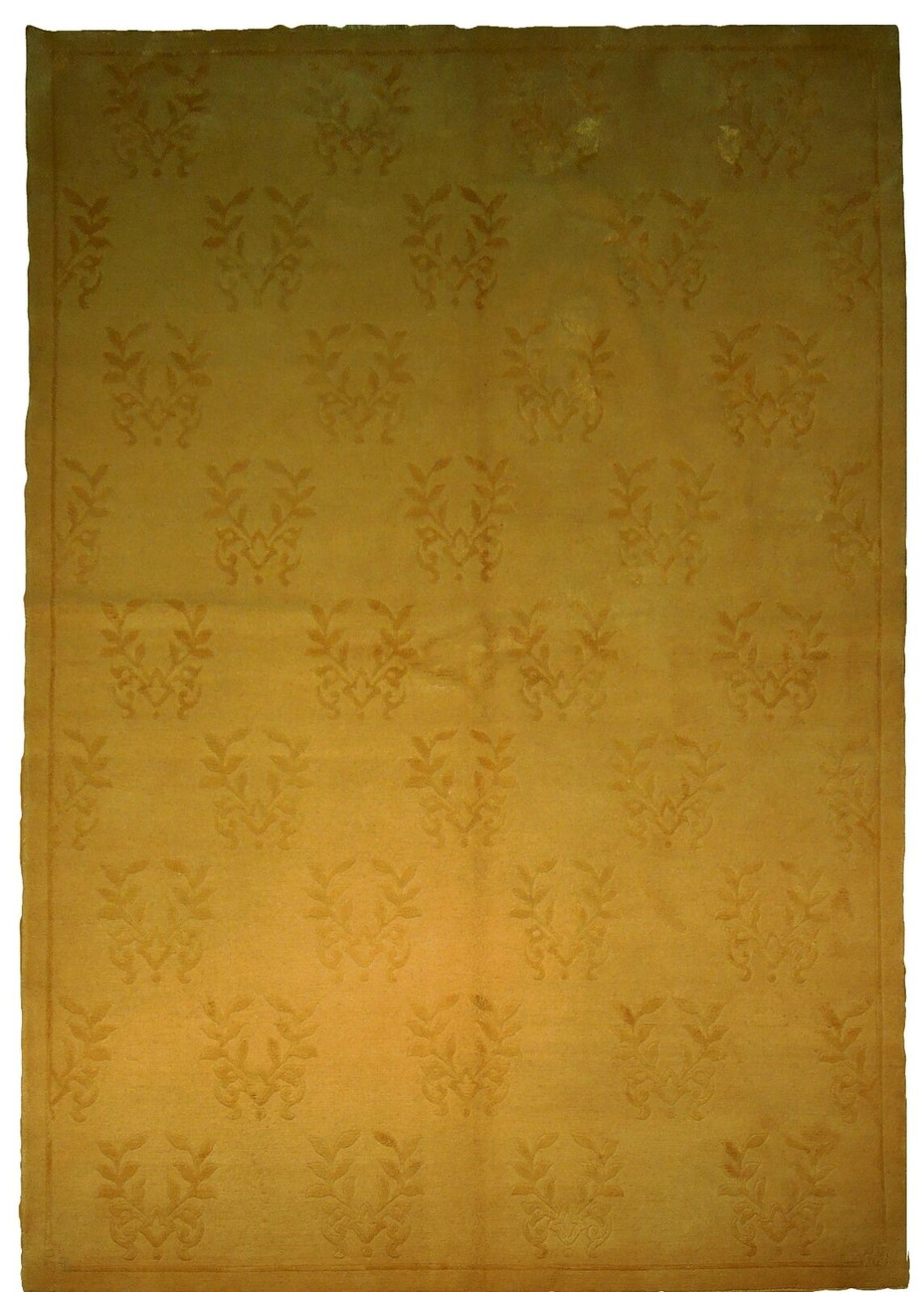 6x9 Wool & Silk Fine Quality Beige Nepalese Hand-Knotted Rug