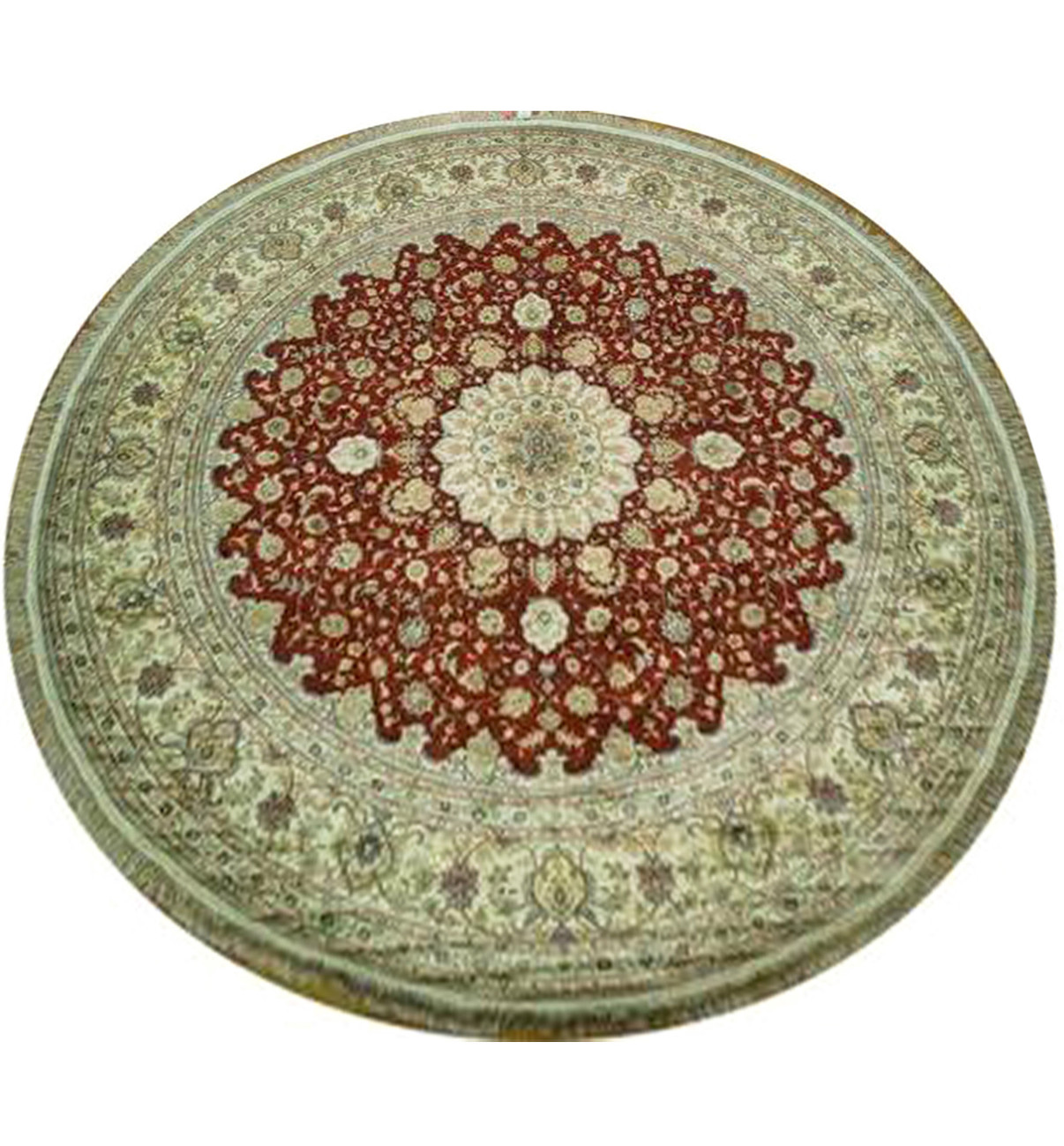 10 x 10 Persian Tabriz Wool & Silk Round Rug