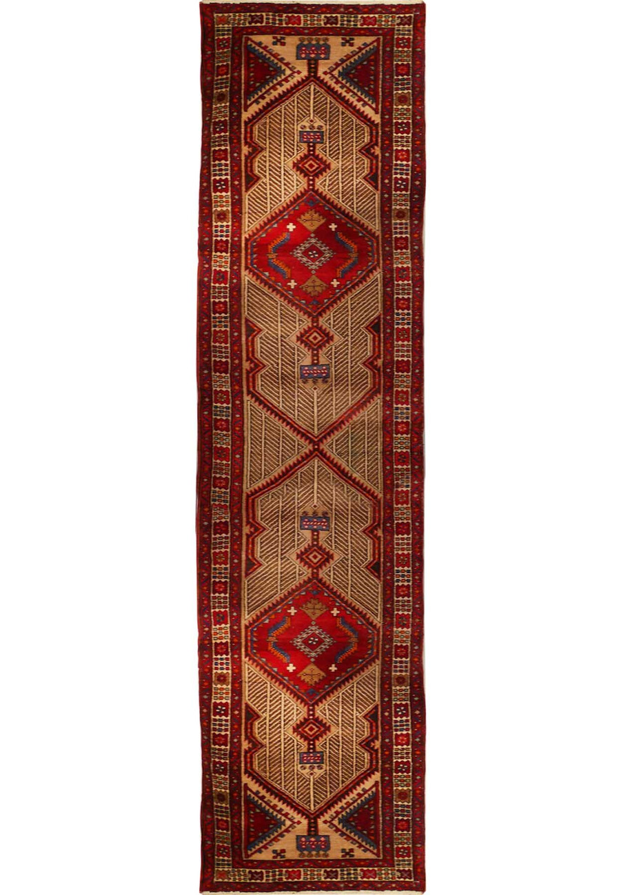 3'3 x 14'4 Semi-Antique Persian Kazak Runner Rug