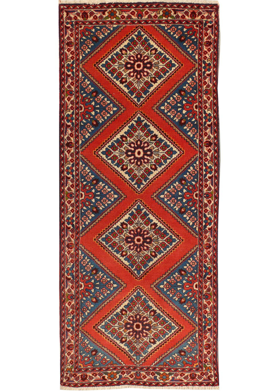 2'4 x 6'5 Persian Rudbar Runner Geometric Design