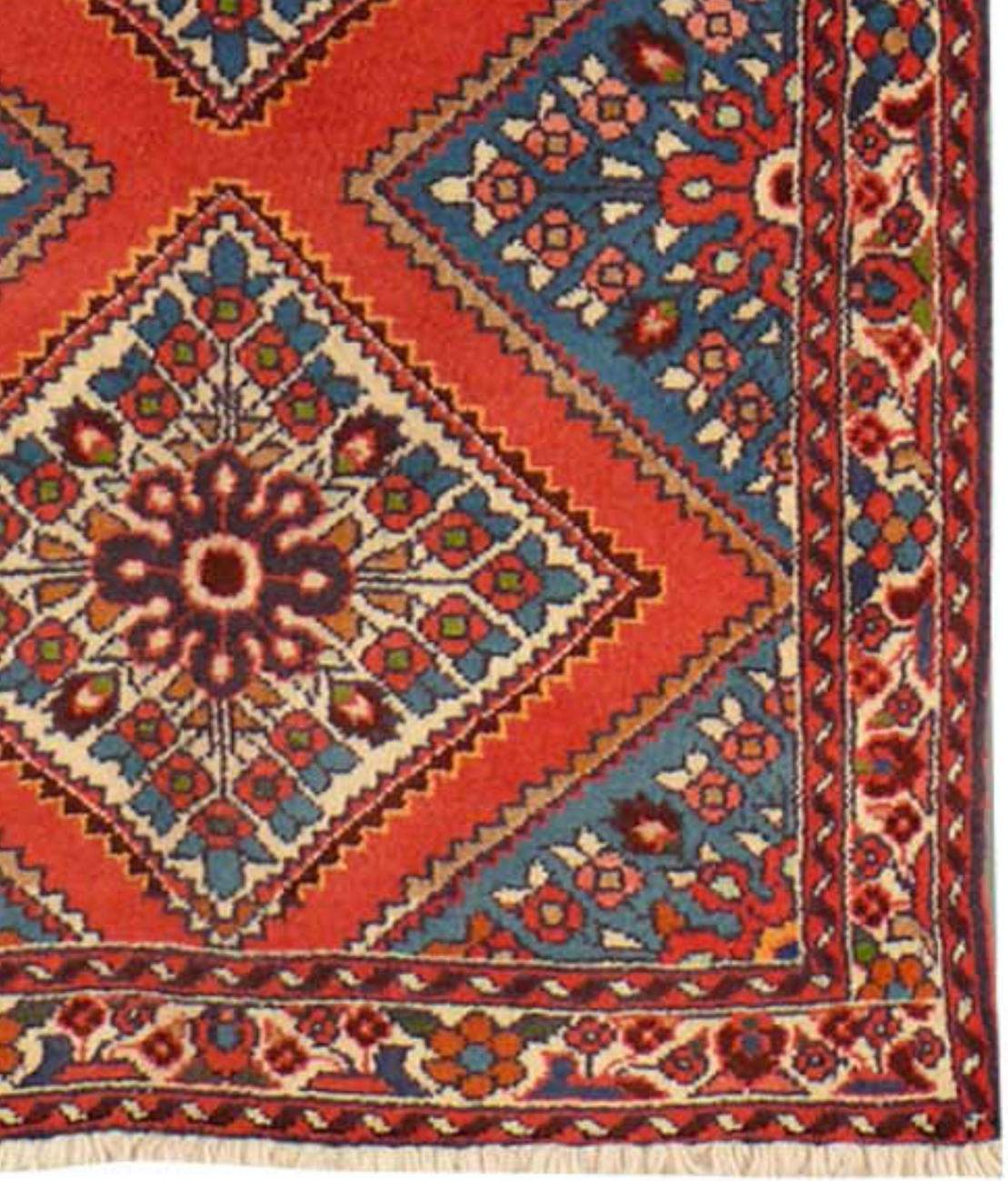 Border of a 2'4 x 6'5 Persian Rudbar Runner Rug