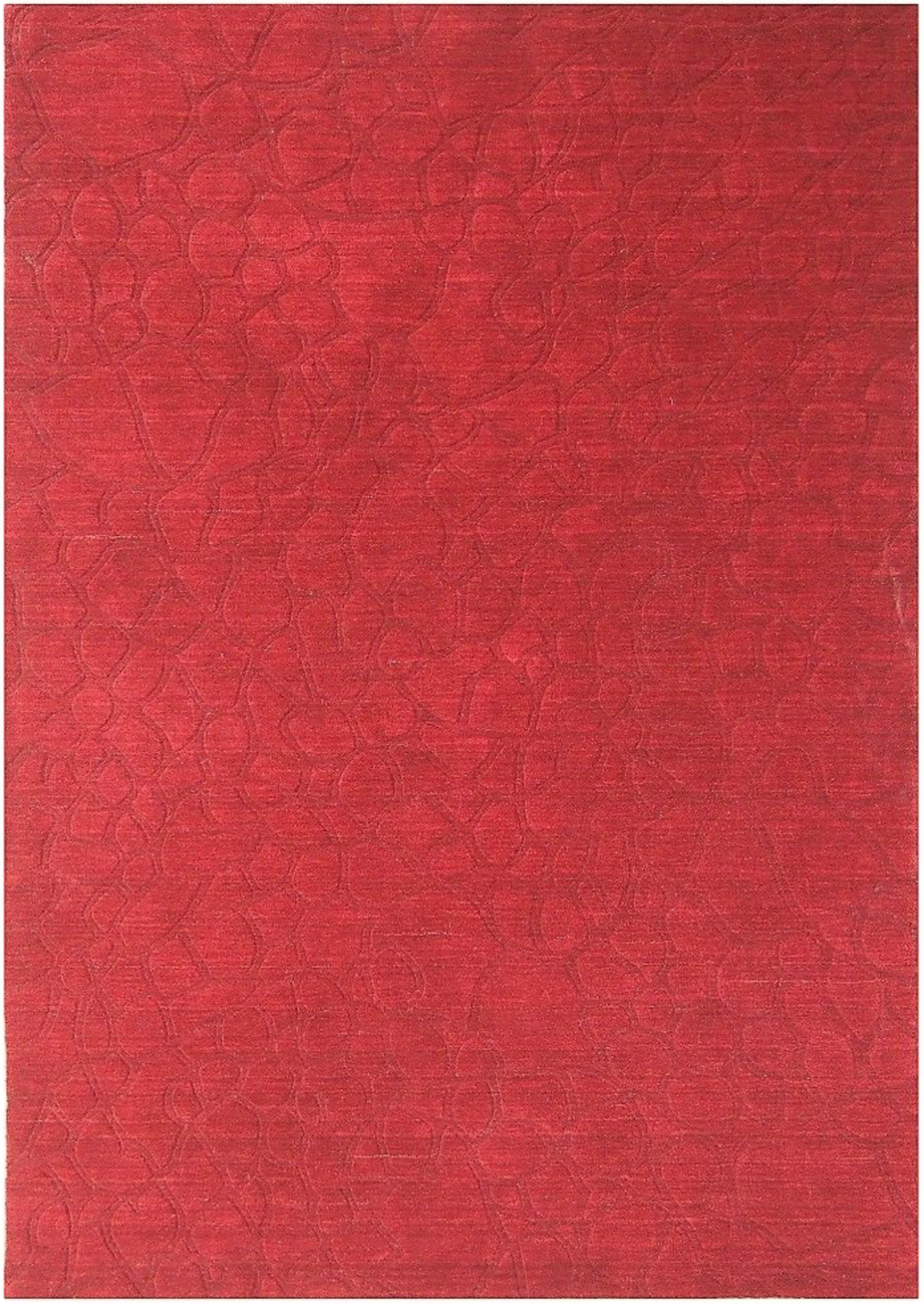 5 x 8 Red Carved Modern Handmade Rug