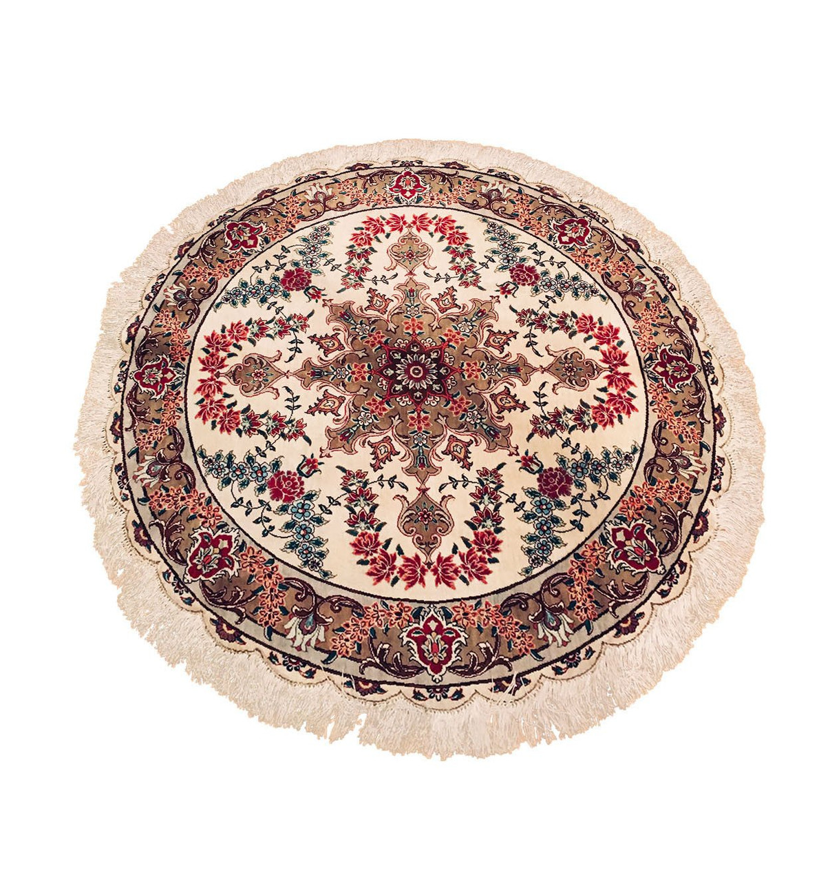 3'5 x 3'5 Persian Qum 100% All Silk Round Rug