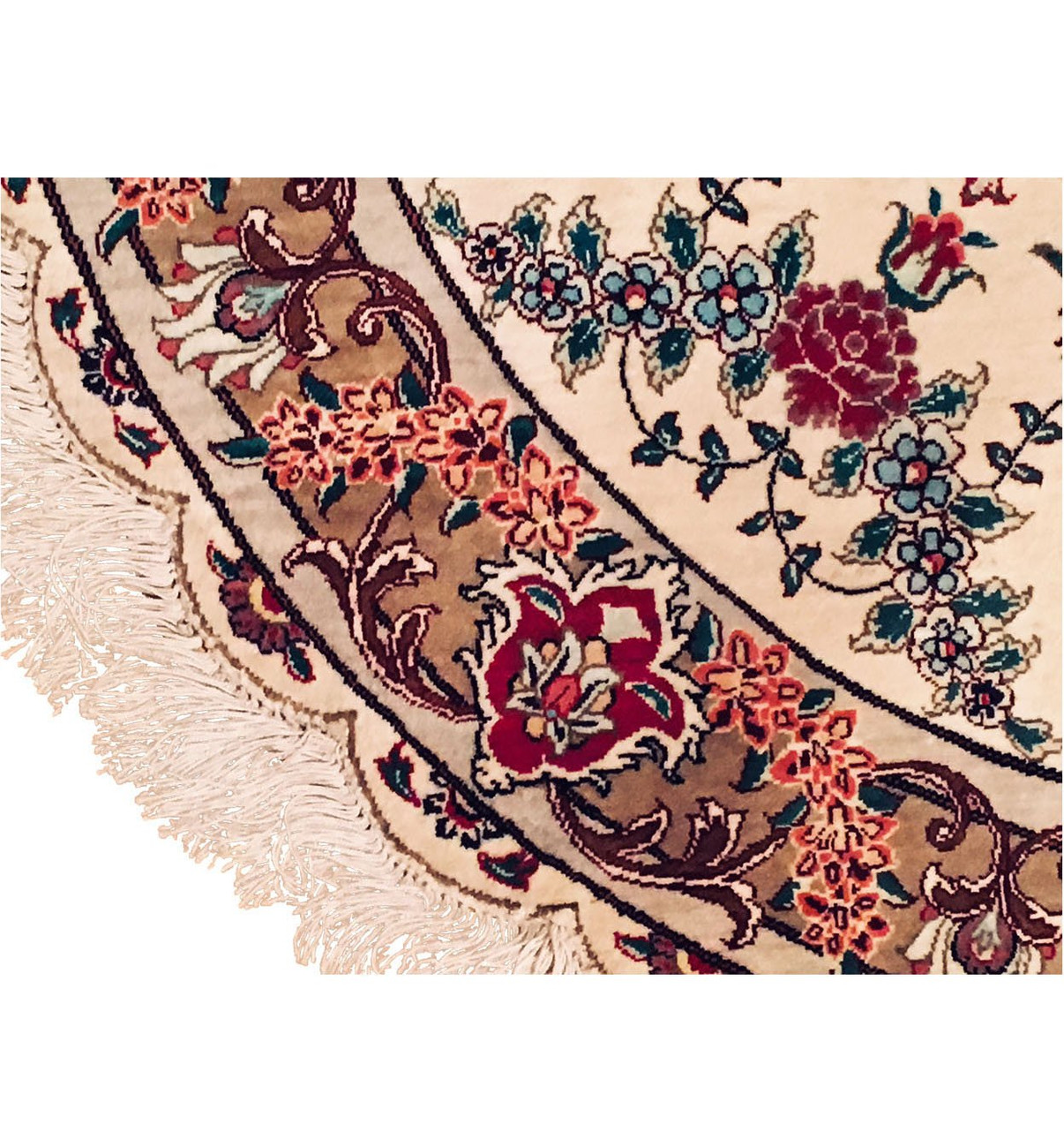 3'5 x 3'5 Persian Qum 100% All Silk Round Rug