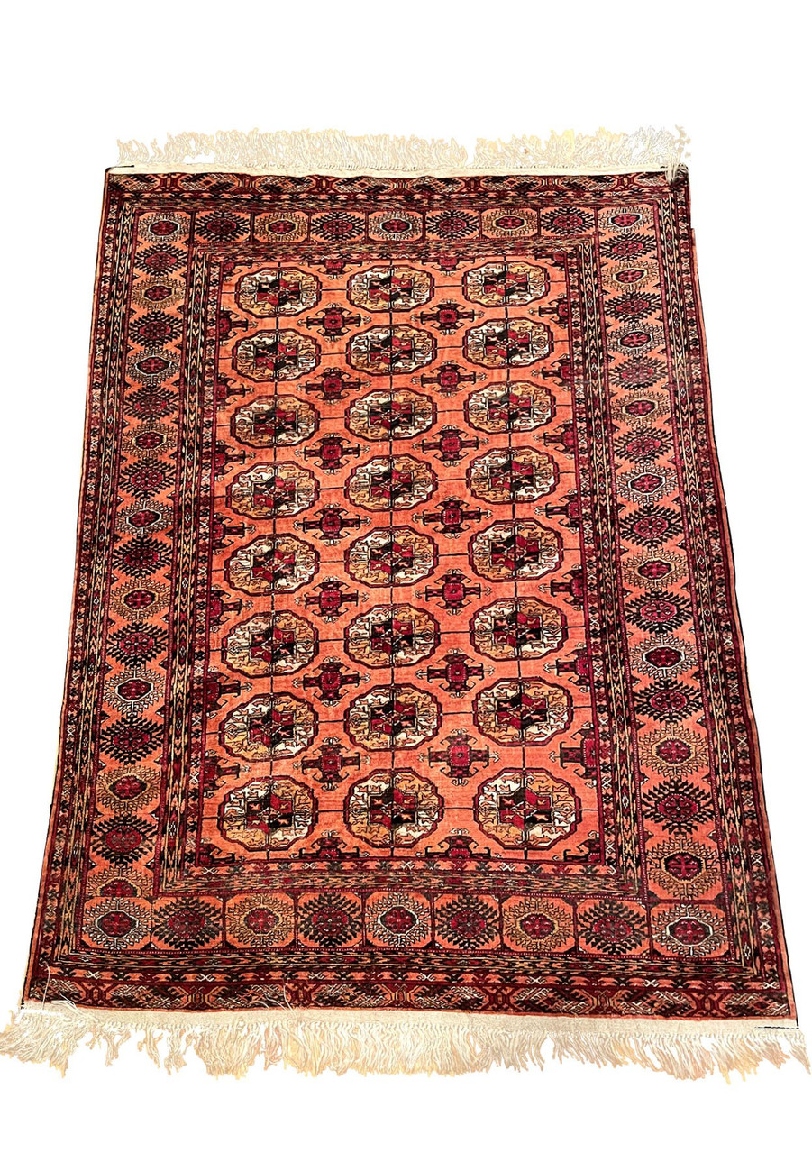 4 x 6 Antique Wool & Silk Afghan Mauri Rug