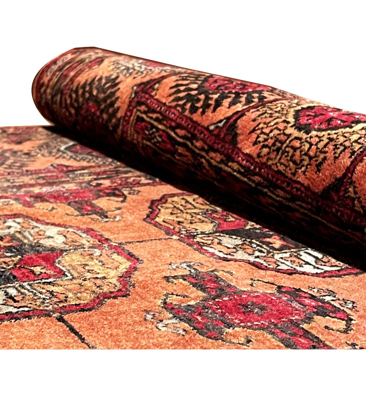 4 x 6 Antique Wool & Silk Afghan Mauri Rug