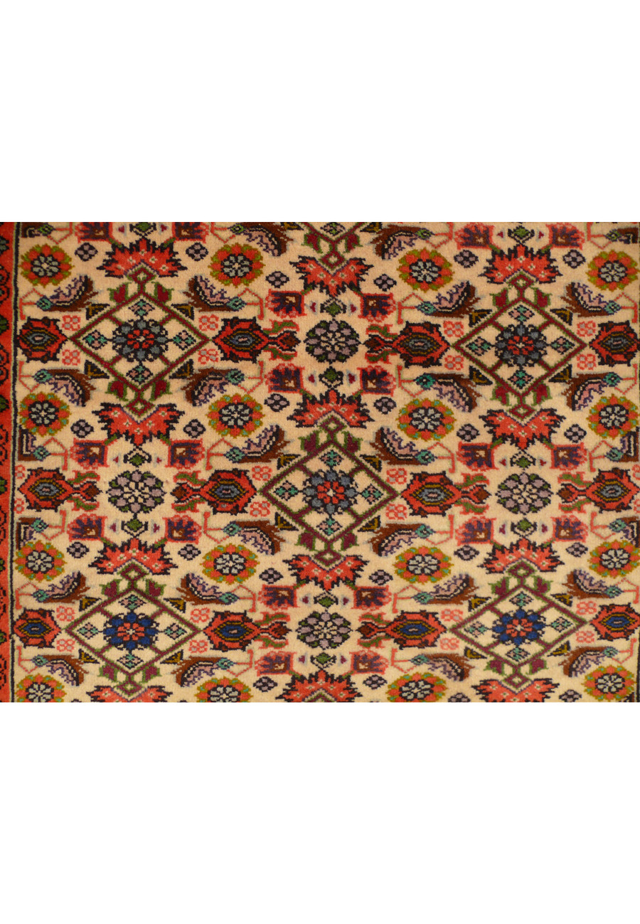 Detailed view of the traditional motifs on the 3x9 Bijar All Over Runner Rug.