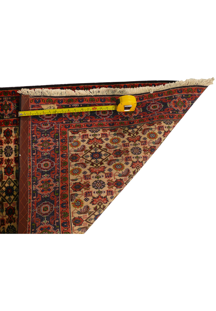 Backside of the 3x9 Bijar All Over Runner Rug showing the weave and knot density.