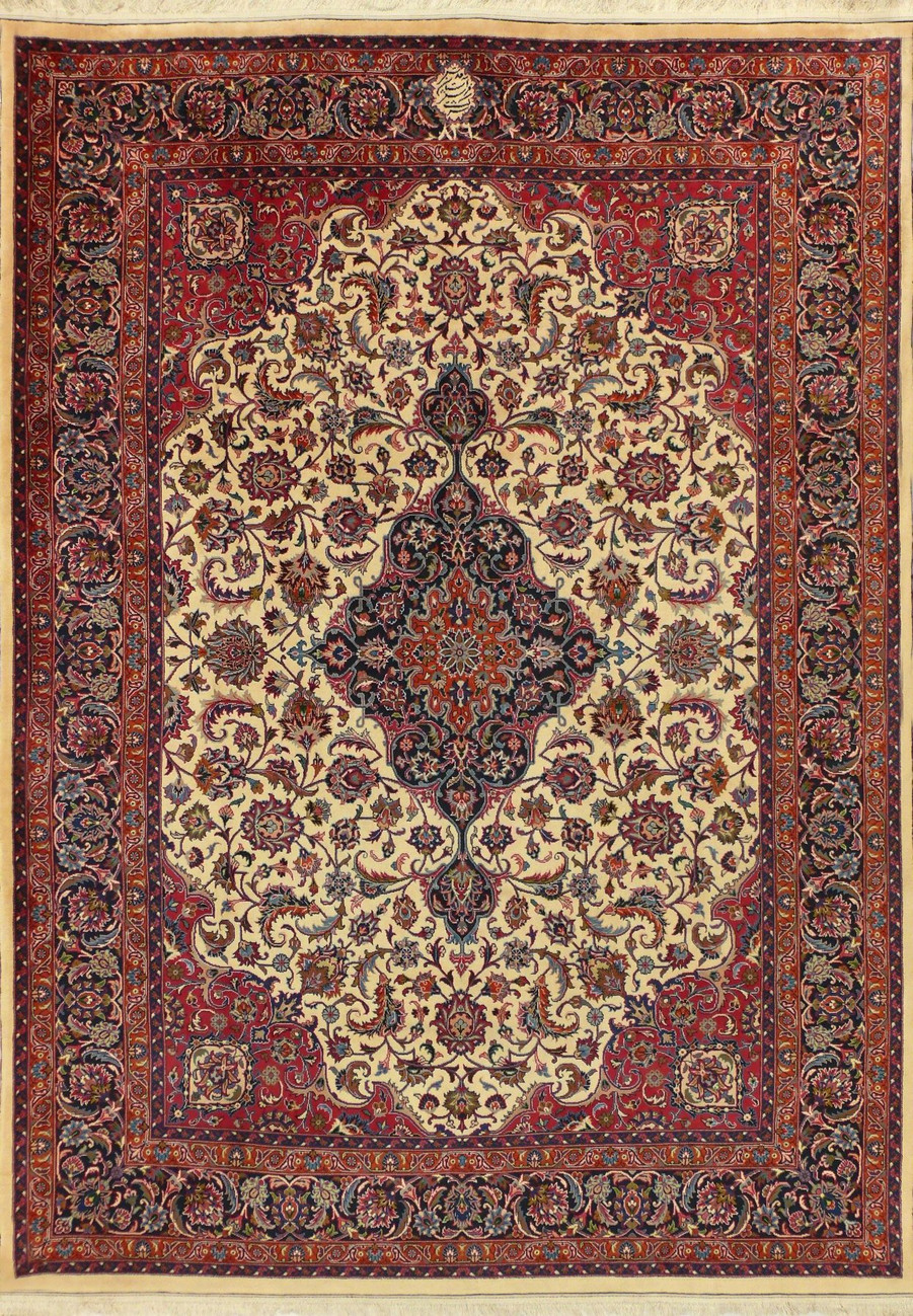7 x 9'6" Premium Persian Mashad Rug signed by master weaver