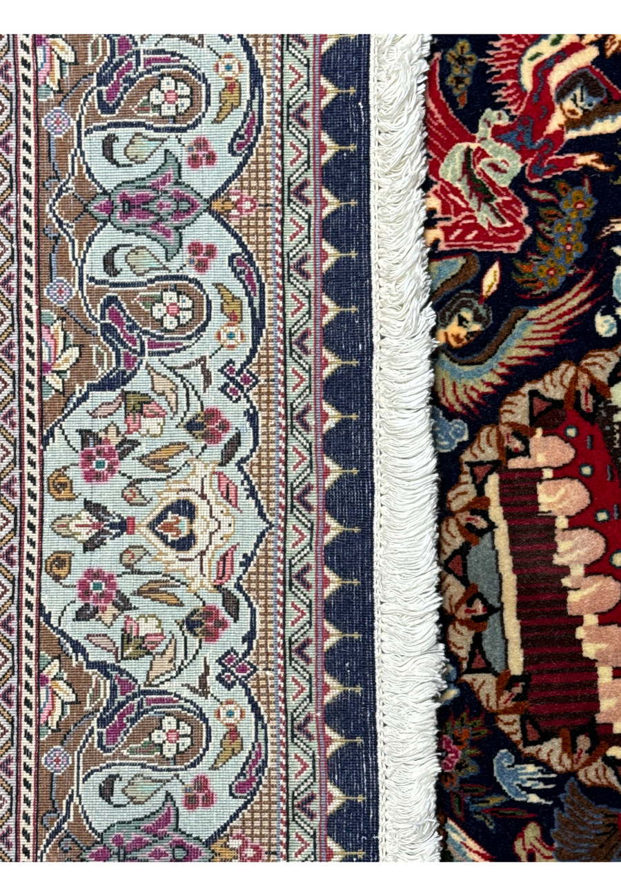 Picture of the back of a Persian Tabriz rug