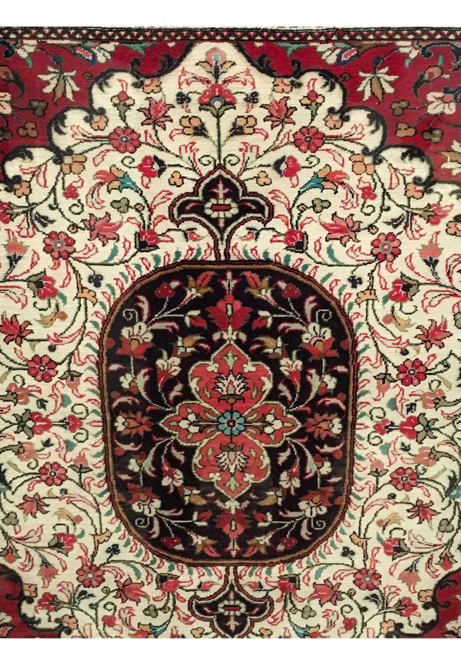 1'9 x 2'6 Persian 100% Silk Qum Glas Framed Rug