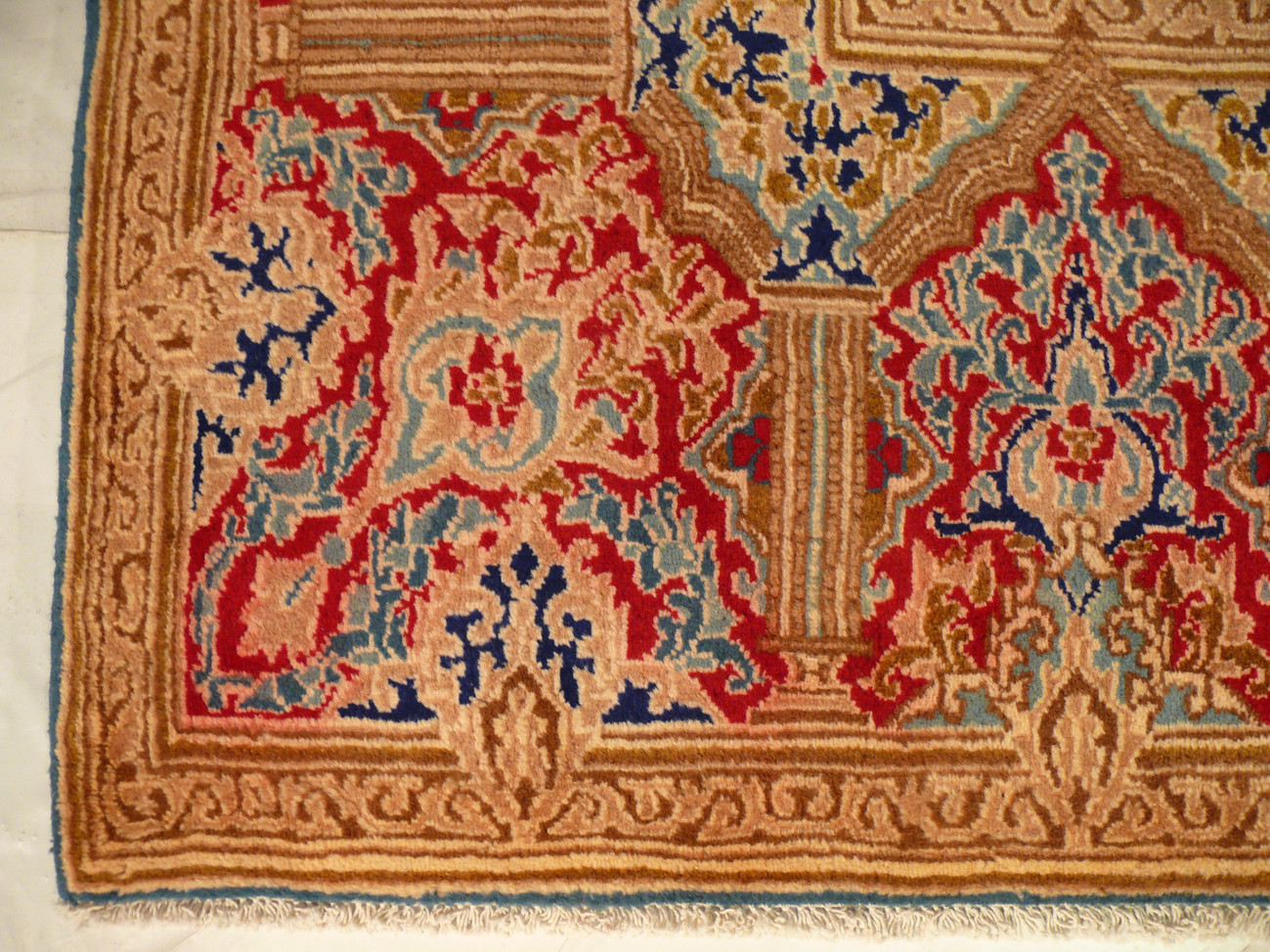 9 x 13 Persian Kerman Rug Royal Blue Corner Medallion
