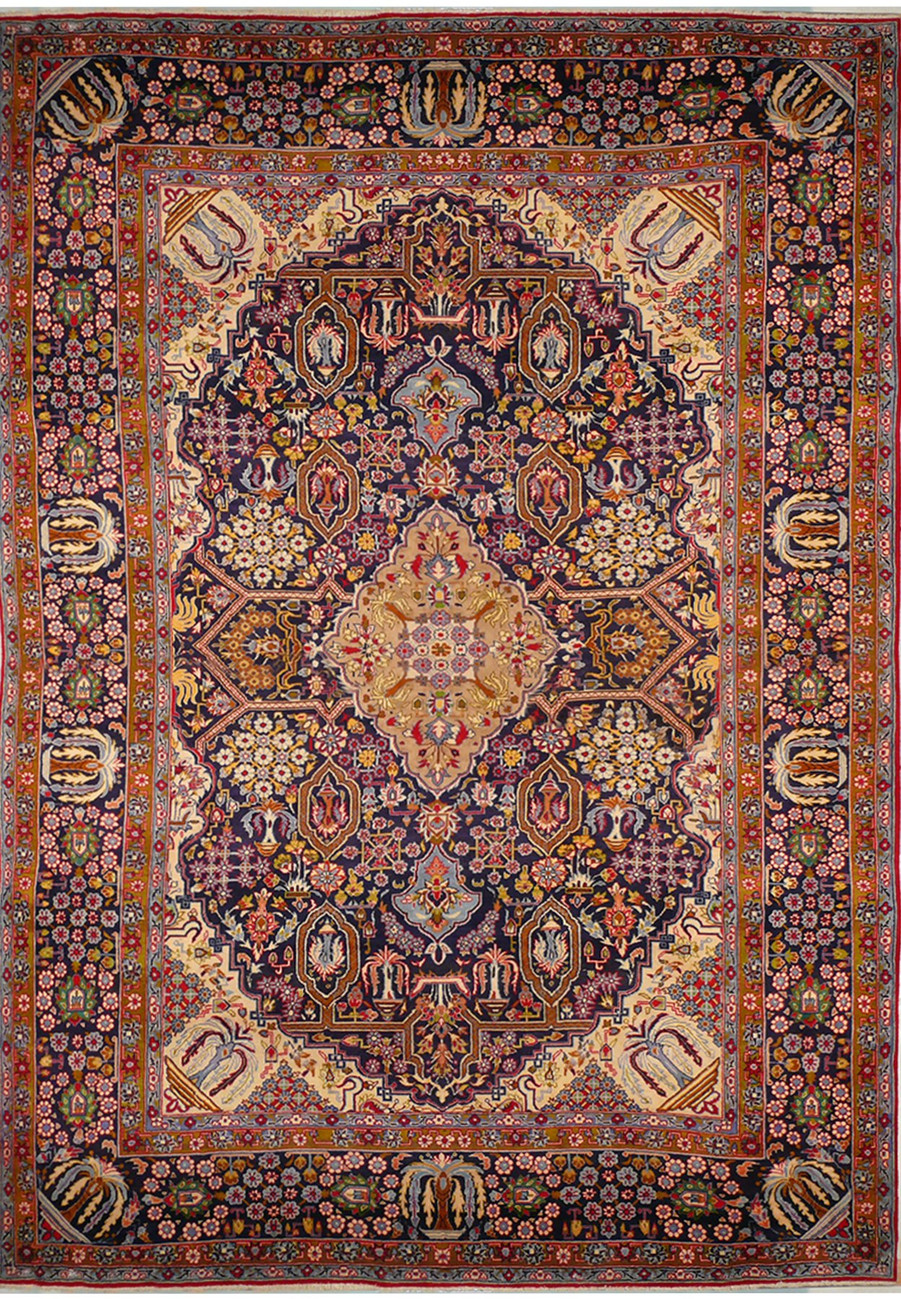 10 x 14 Persian Isfahan Rug with corner Medallion