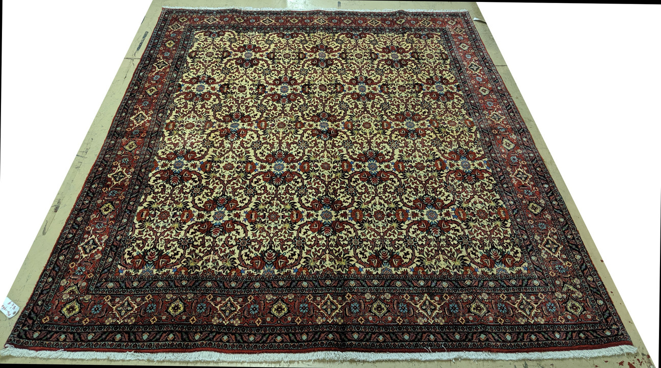 8 x 9 Persian All-Over "Iron" Duralble Ivory Bijar Rug