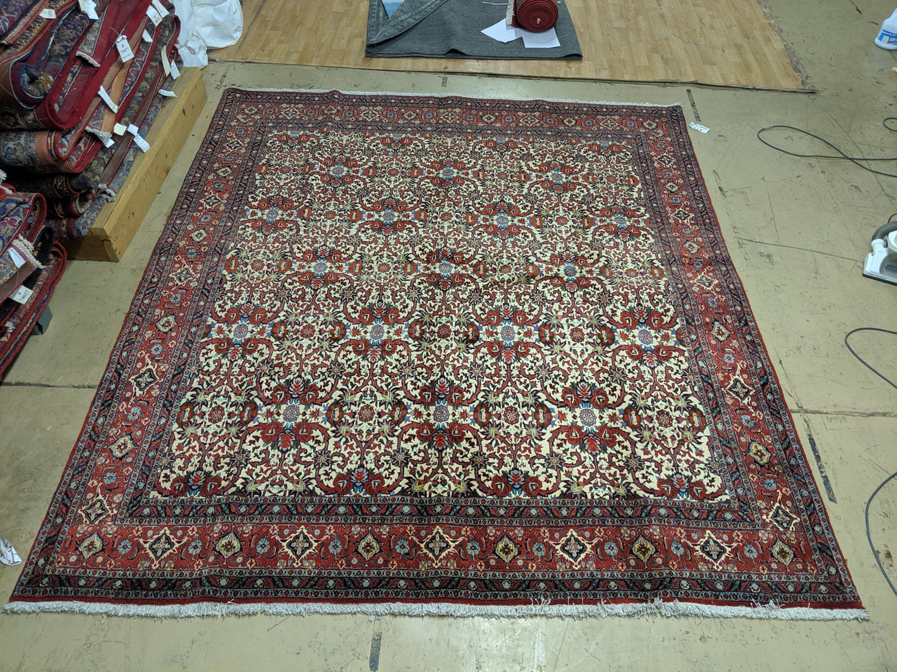 8 x 9 Persian All-Over "Iron" Duralble Ivory Bijar Rug