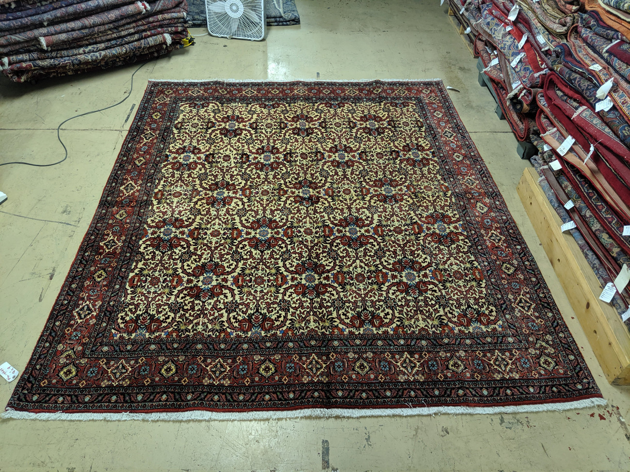 8 x 9 Persian All-Over "Iron" Duralble Ivory Bijar Rug