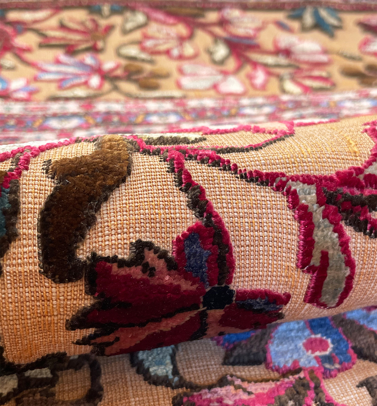 Antique Kashan Souf Gold plated metallic