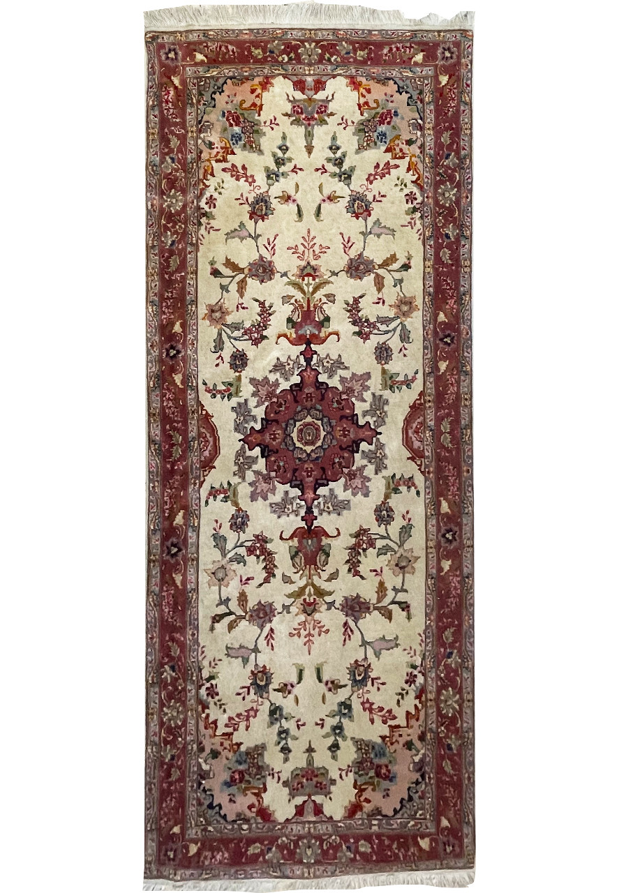 2'8 x 7 Persian Tabriz 50 Raj Wool and Silk Runner