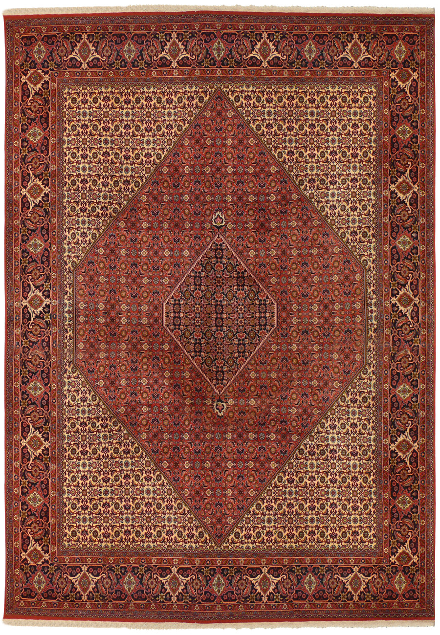 8'2 x 11'6 Persian Bijar Iron Rug Mahi design hand-knotted Kurdistan