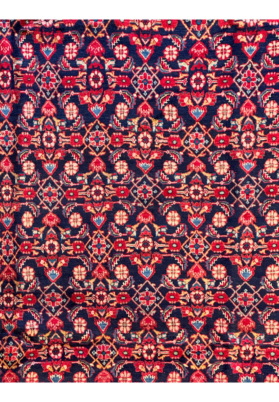 Edge detail of a 9' x 12'5" Persian Mahal rug showing the intricate border designs.