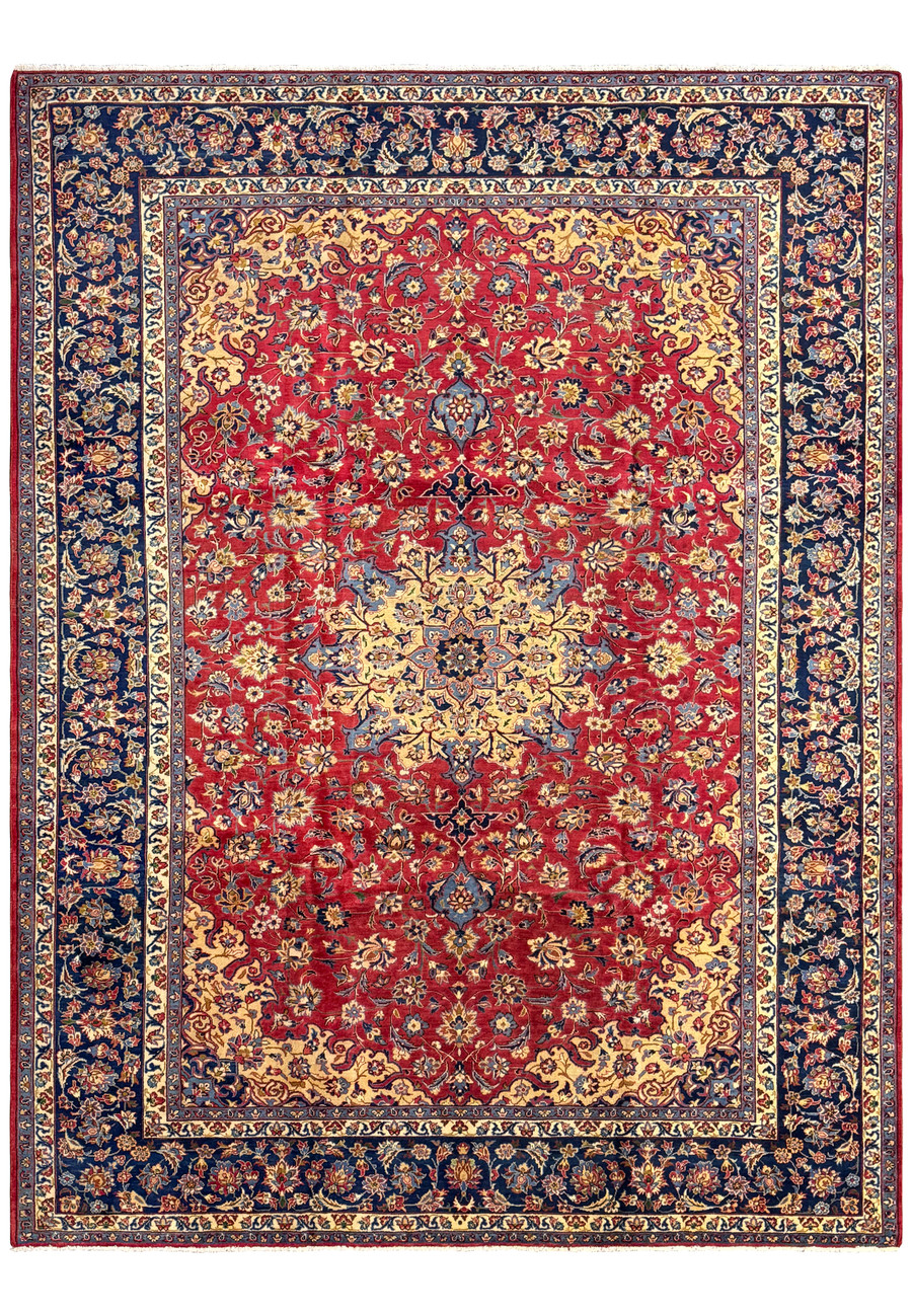 10'2 x 13'6 Persian Isfahan Rug full view showcasing intricate design and vibrant colors