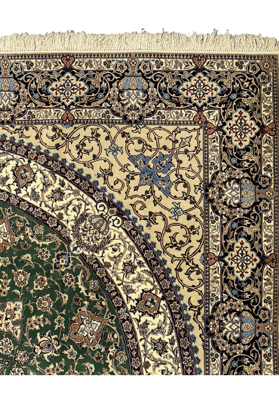Detailed corner view of the 9 x 9 Nain 6LA Persian Rug highlighting intricate motifs