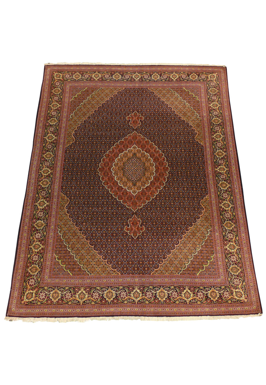 Hand-knotted Tabriz Mahi Persian Rug with rich red and gold hues