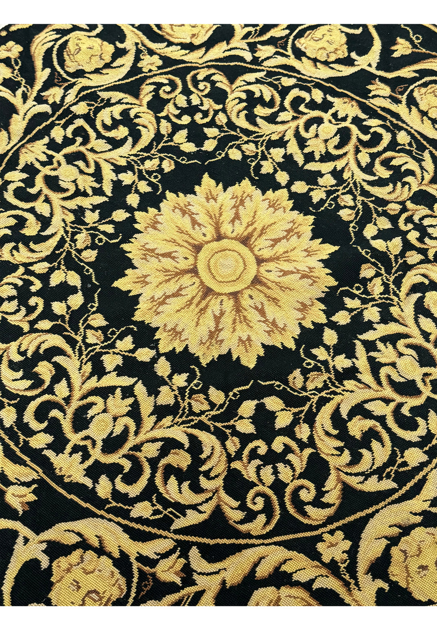 Detailed Needlepoint Work on Versace Pattern Rug Border